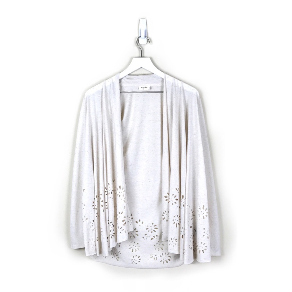 Meadow Rue | Cream Verna Laser Cut Cardigan